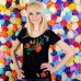 Embroidered t-shirt "Patent Poppy on Black"